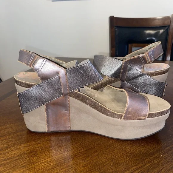 OTBT Sandals Womens 10 M Bushnell Casual Open Toe Wedge Slingback Brown-Neutral - Picture 10 of 13